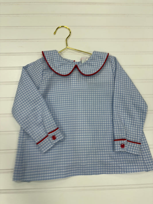 Shrimp & Grits Blue Gingham Collared Shirt Ls 2T