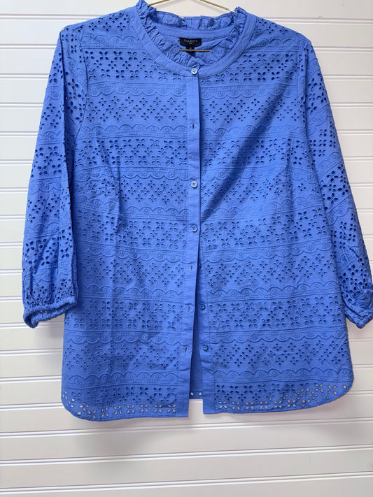 Talbots Blue Ruffle Collar Blouse 1X