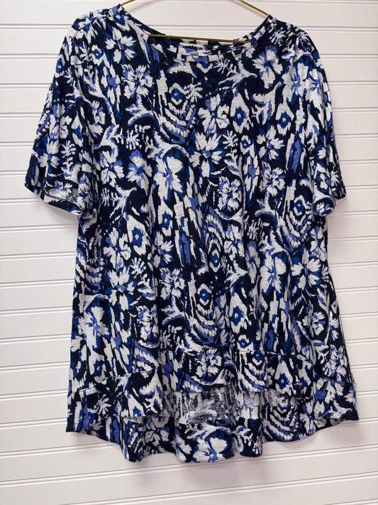 Chicos Blue and White Paisley Top L/XL