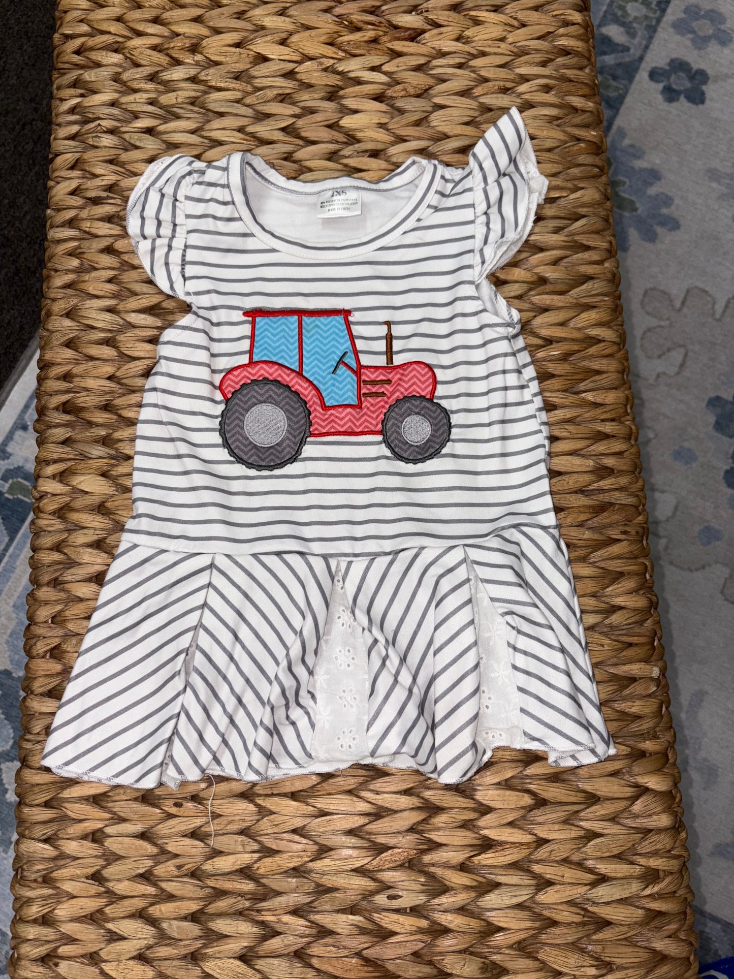 Tractor Ruffle Sleeve Dress 2t