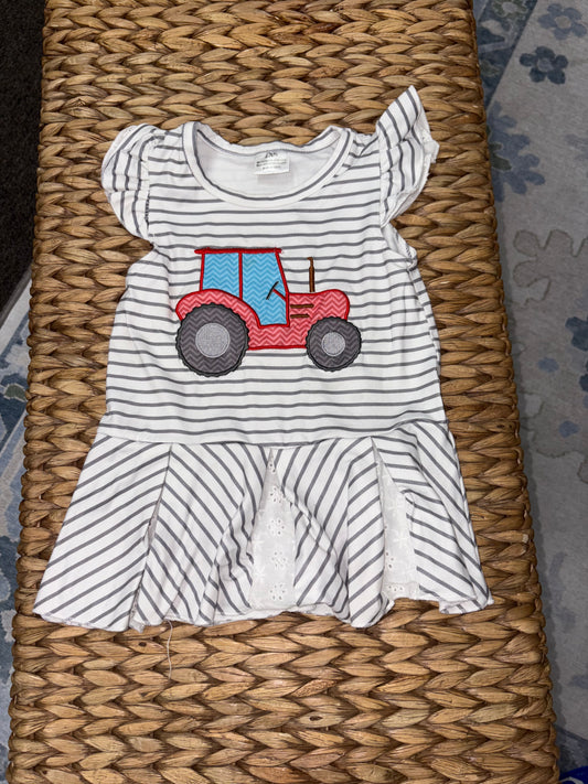 Tractor Ruffle Sleeve Dress 2t