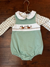 Sage Gingham Duck Bubble 2T
