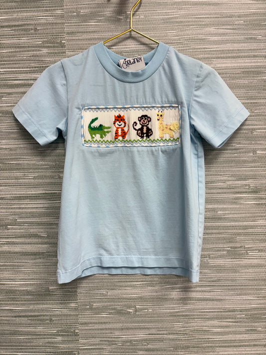 Delaney Smocked Tshirt Zoo 2T