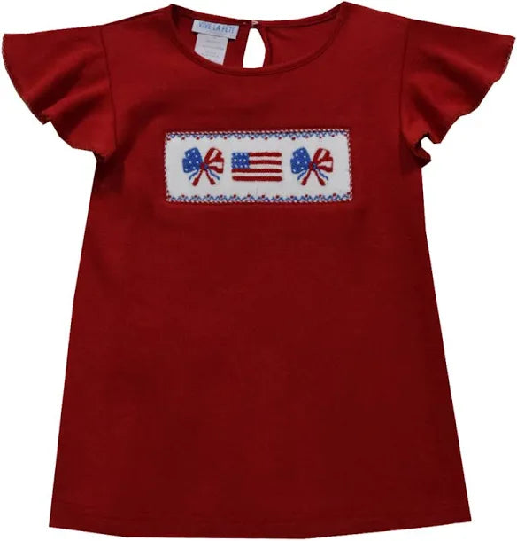 4th of July Smocked Sleeve Top 12m
