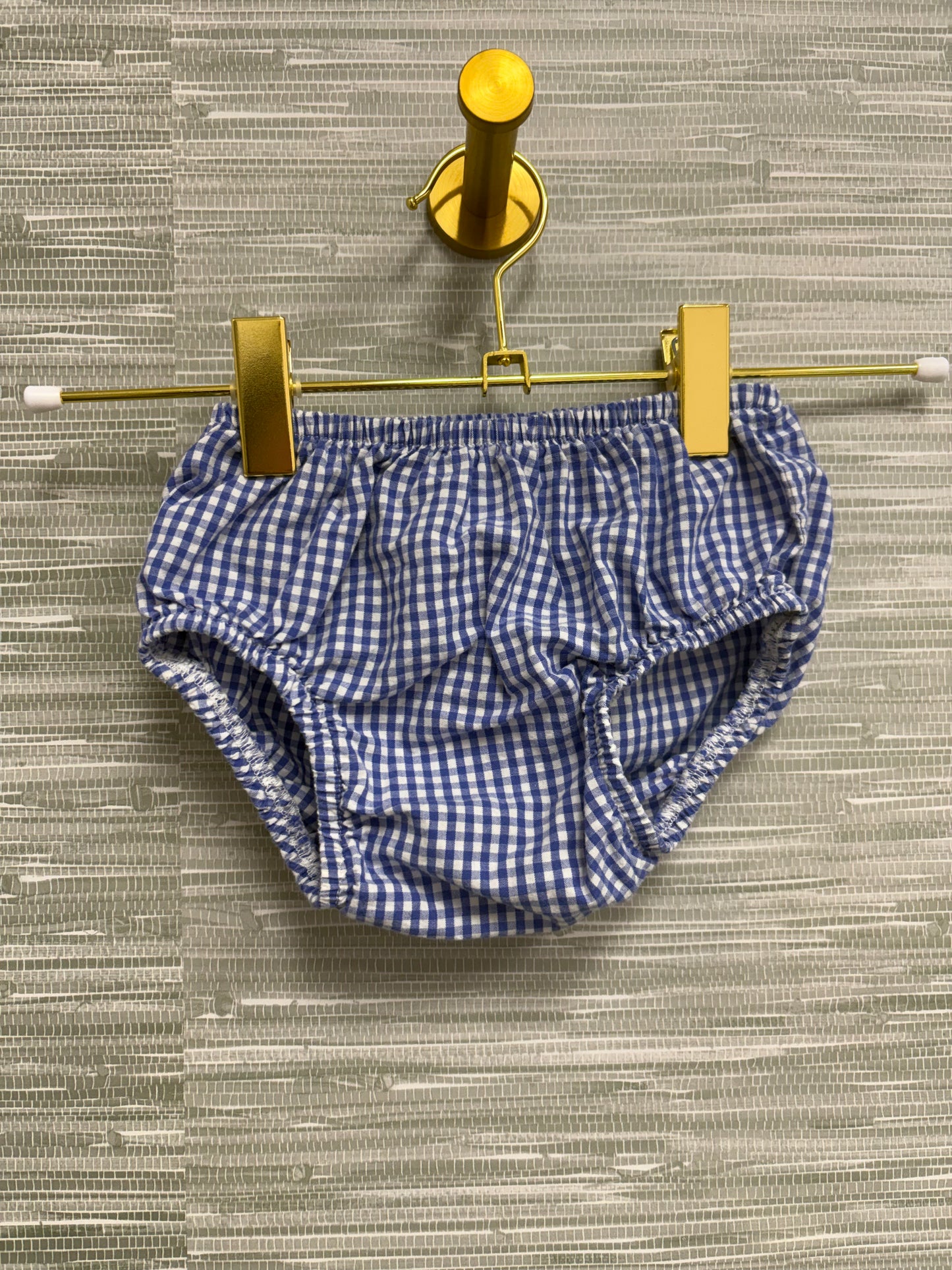 Blue Gingham Diaper Cover 12M