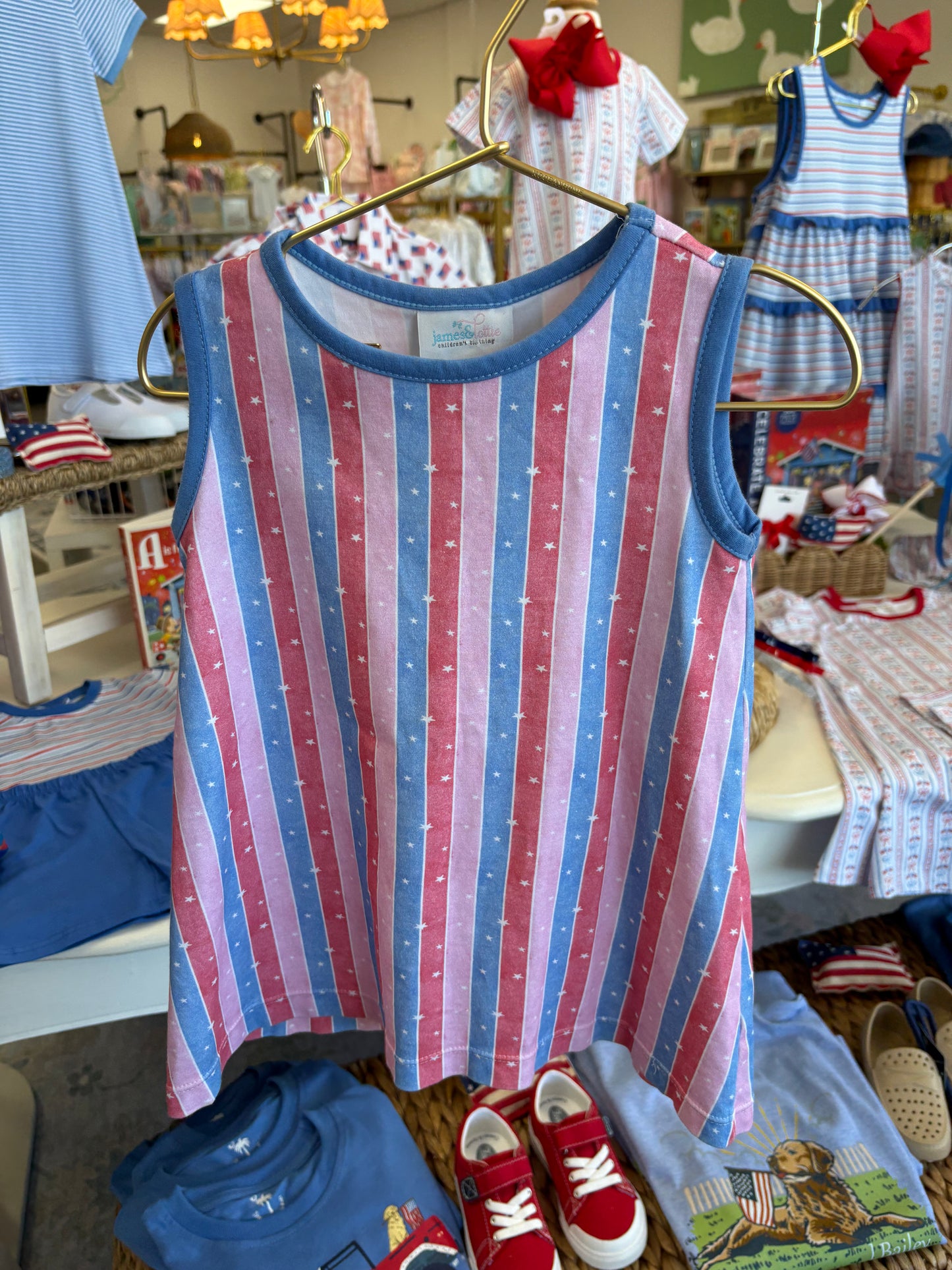 James & Lottie Stars & Stripes Dress 2T