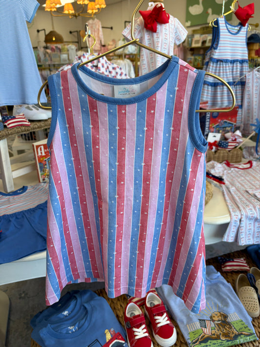 James & Lottie Stars & Stripes Dress 2T