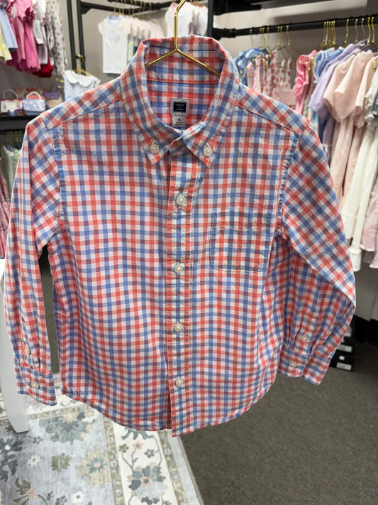 Janie & Jack Gingham Ls Button Up 3