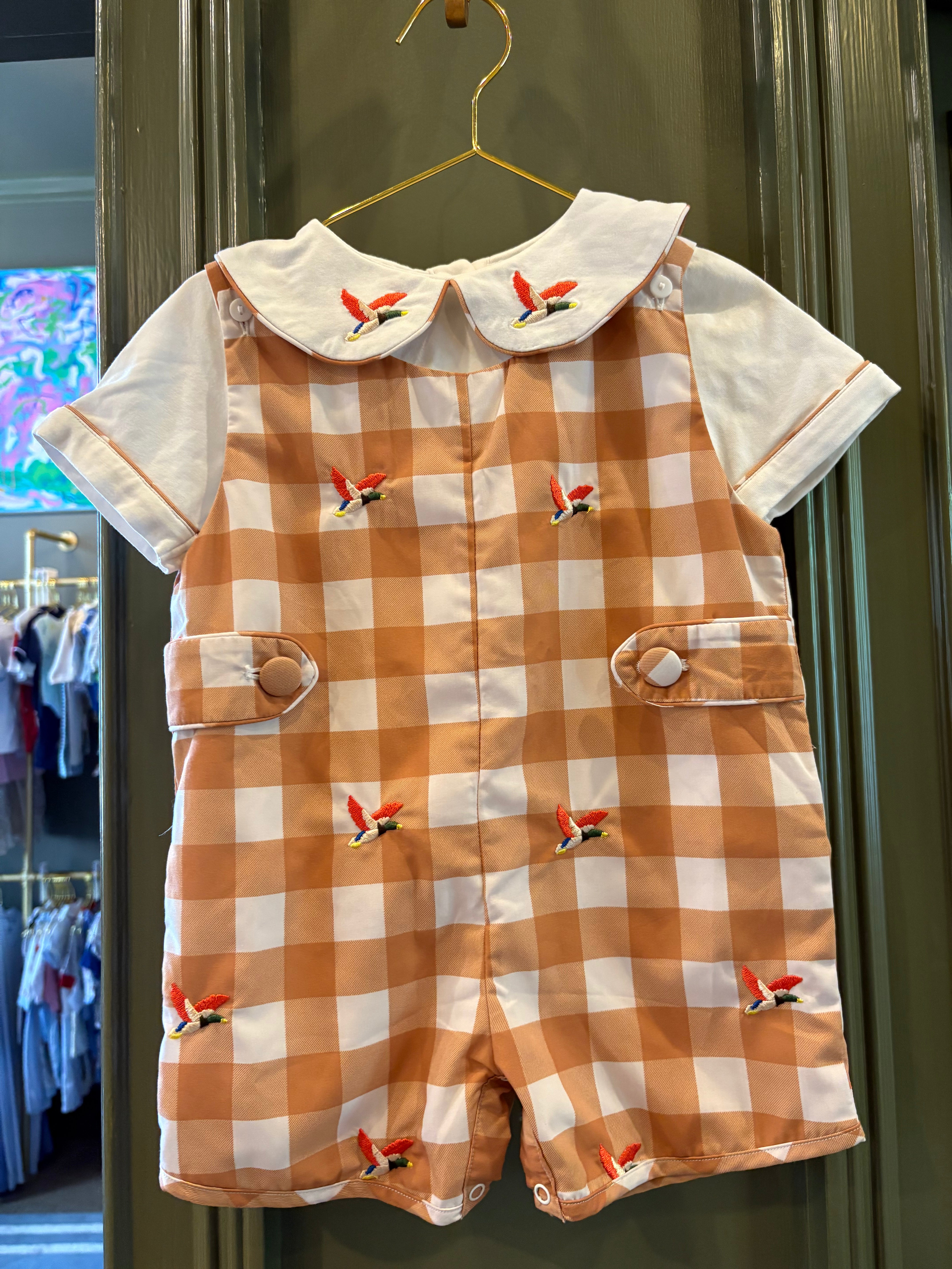 The Smocked bean Duck Jon Jon and Peter pan shirt 24M