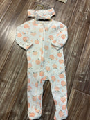 Rabbit Dear Peach sleeper with bow 3-6M
