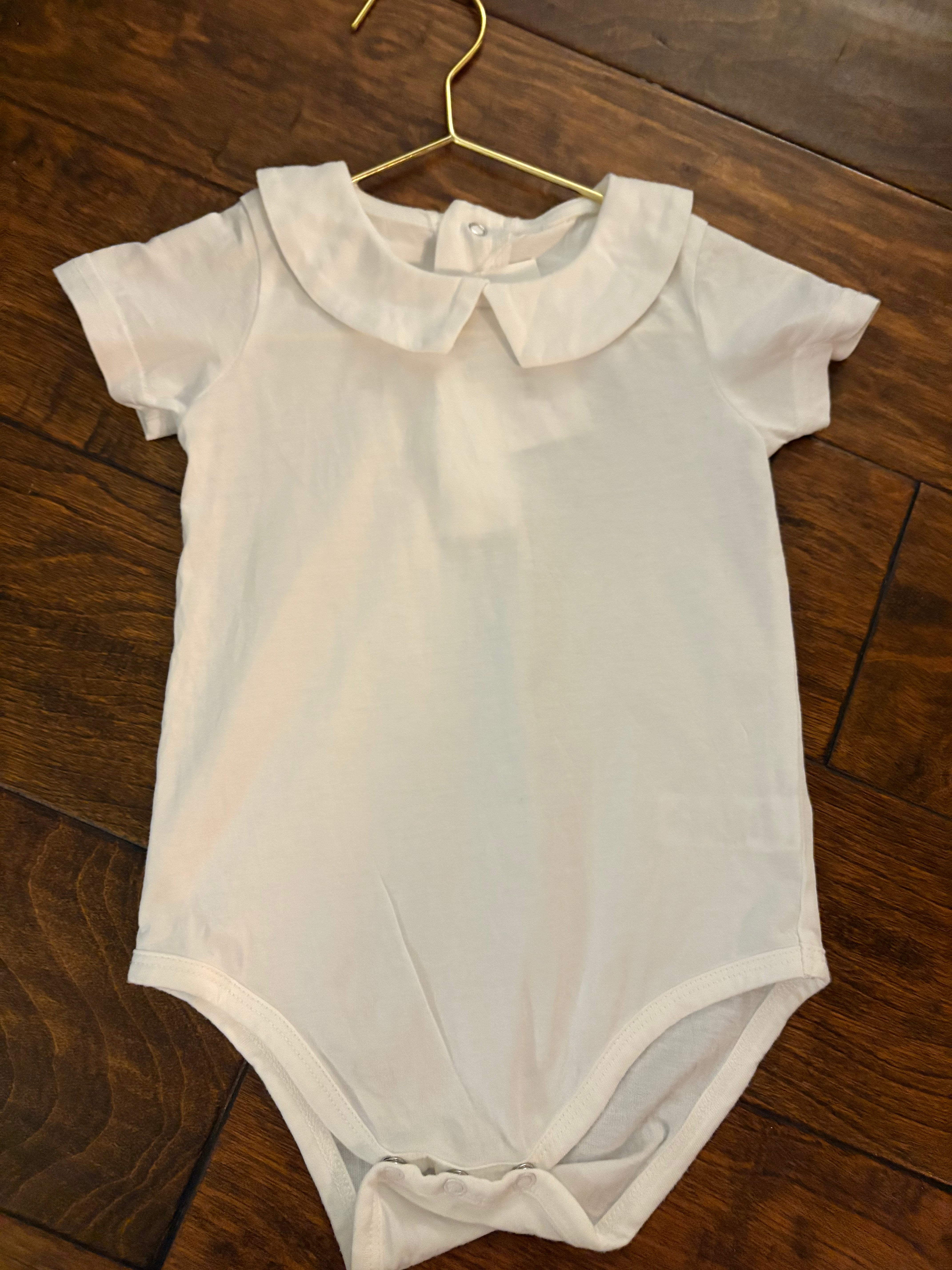 Peterpan Collared Pima Cotton Onesie 18M