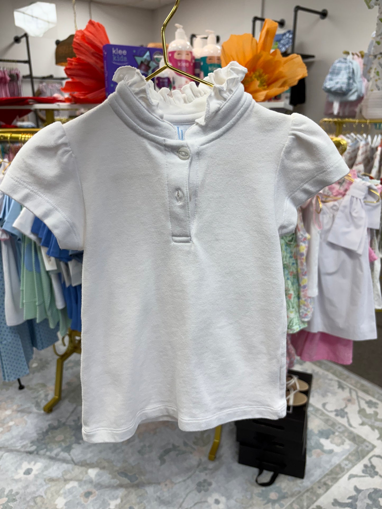Little English White Ruffle Collar Top 3T