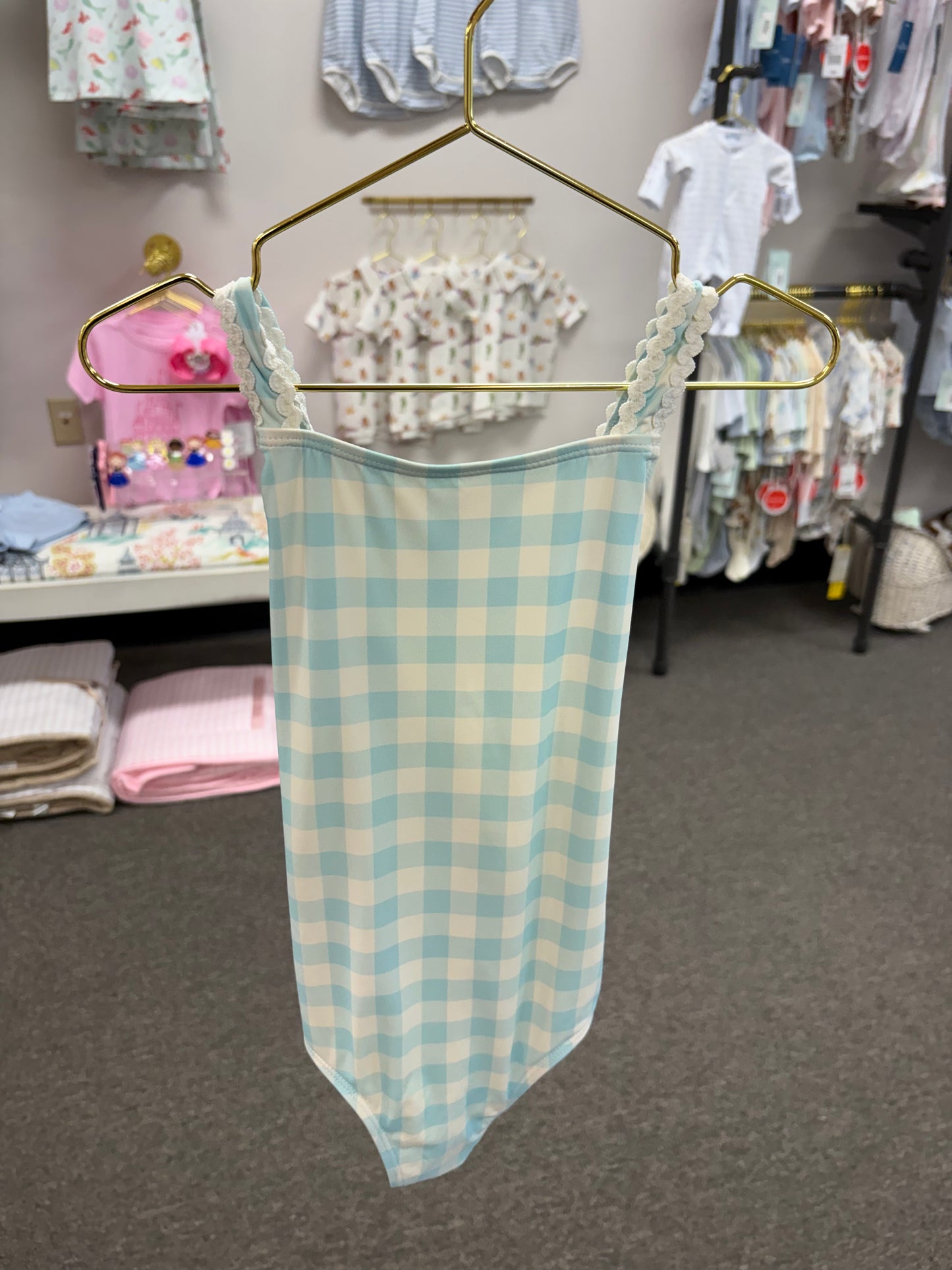 TBBC Crisscross bow back gingham Swim 4T
