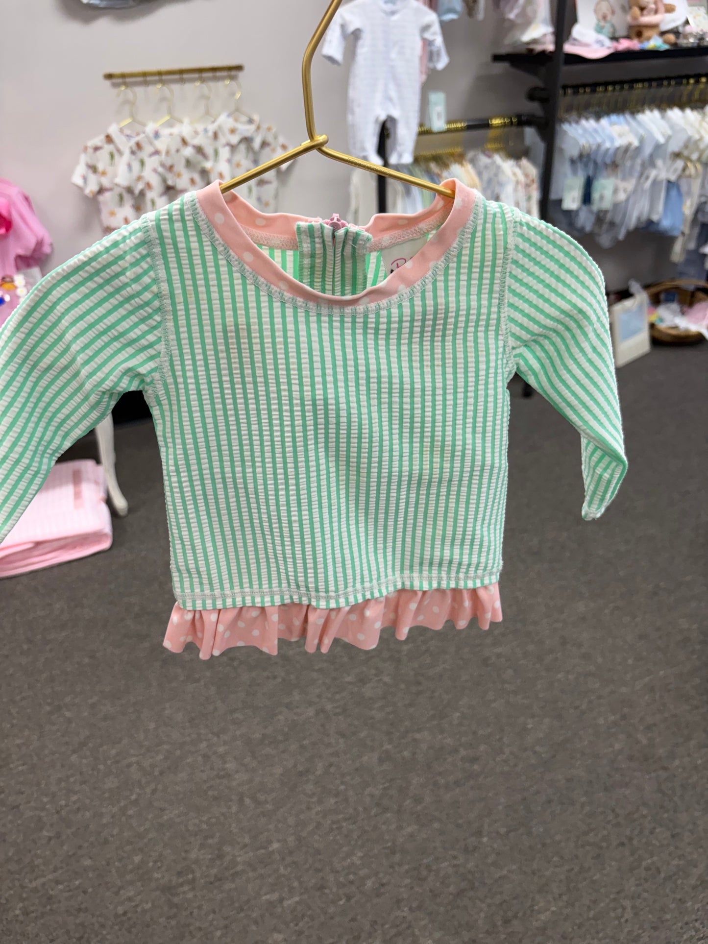 RB Seersucker Rash Guard two piece swim 6-12M