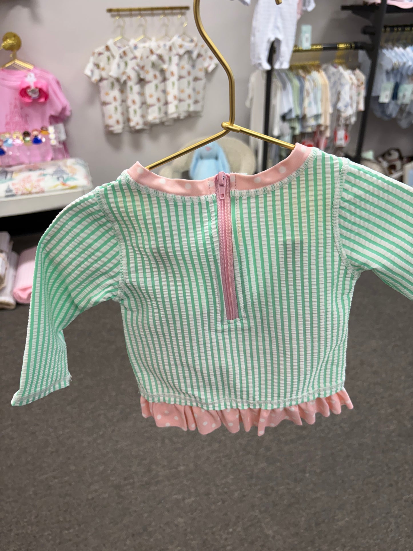 RB Seersucker Rash Guard two piece swim 6-12M