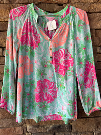 Lilly Pulitzer Floral Hibiscus Top L