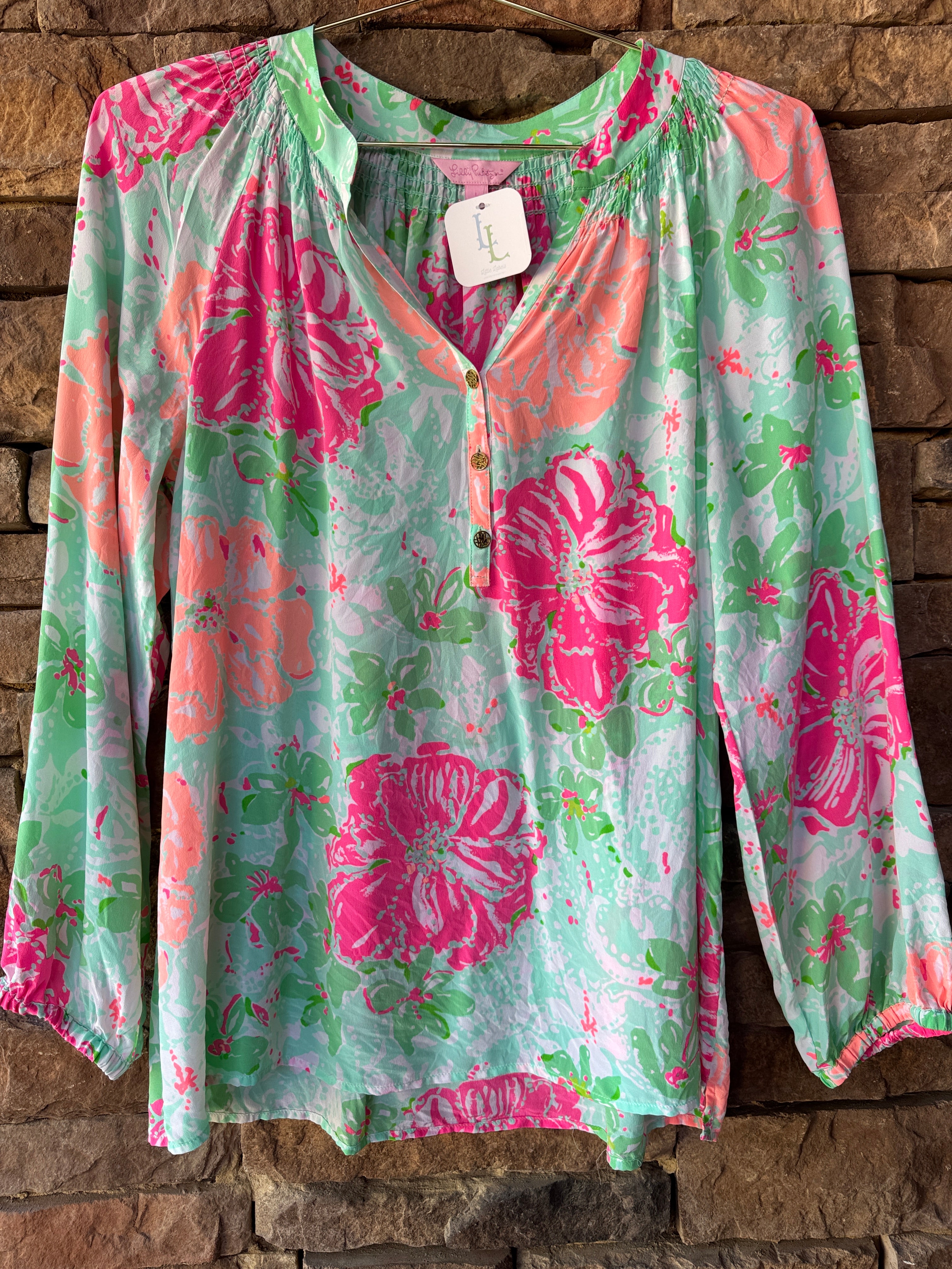 Lilly Pulitzer Floral Hibiscus Top L
