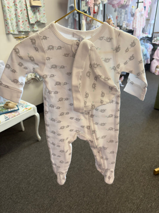 Elephant Footie and Hat 3-6M