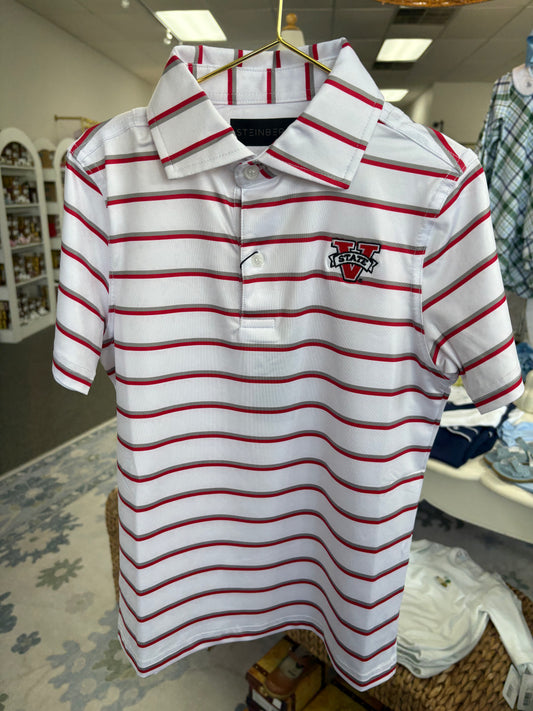 VState White, Silver & Red Performance Polo