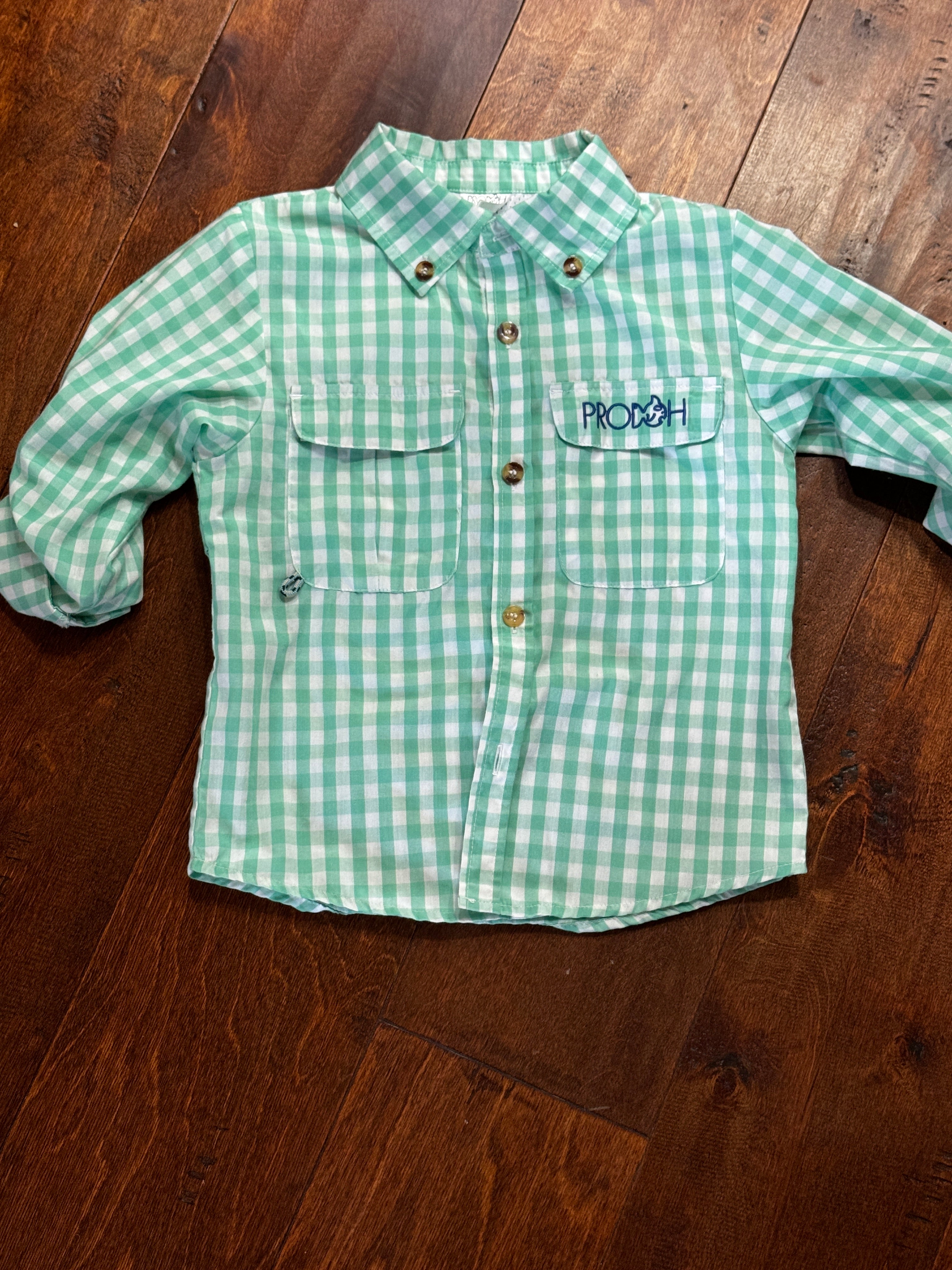 Prodoh Green Gingham LS Fishing Shirt 5