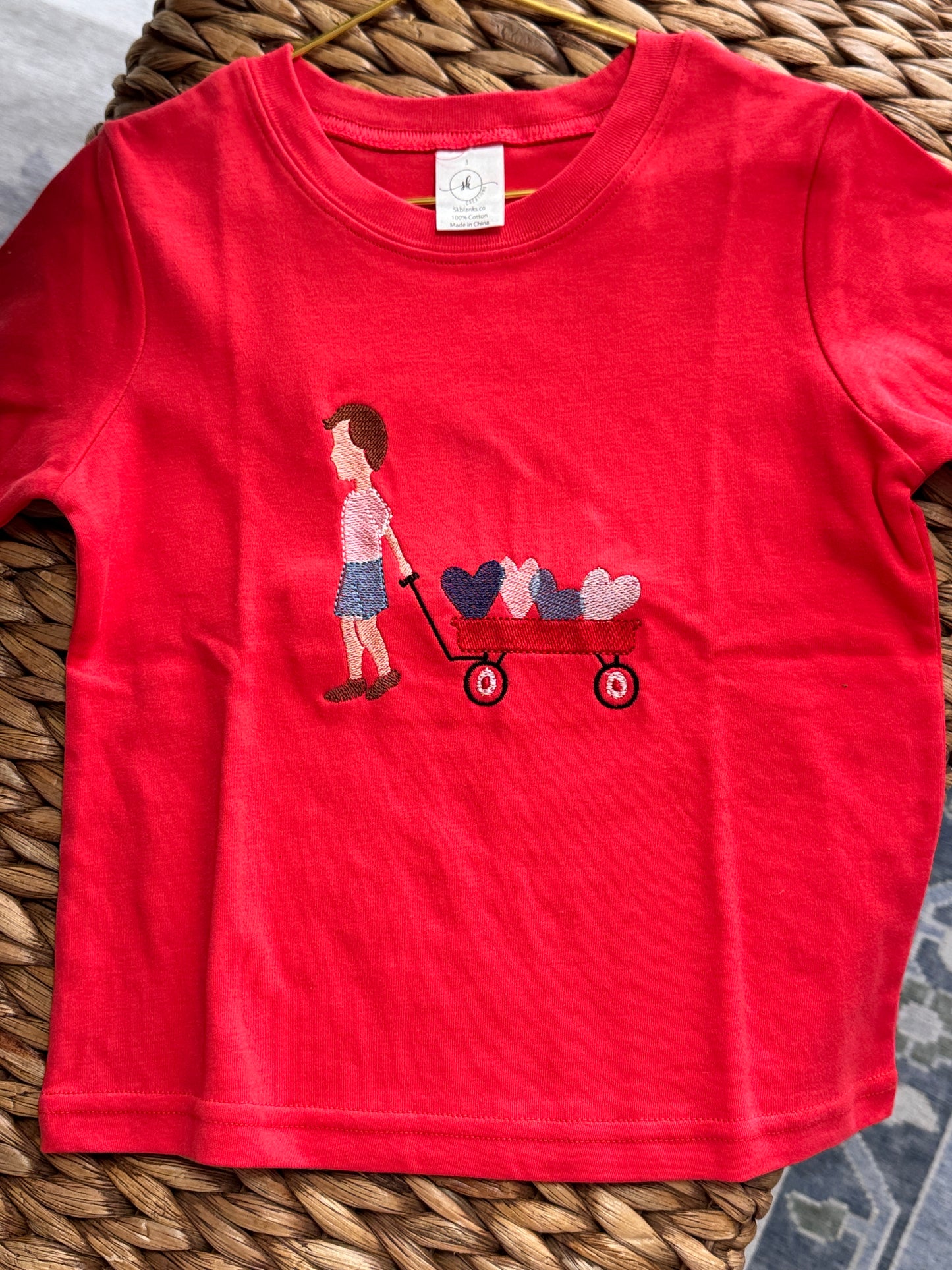 Boys Red Valentines Wagon Tee