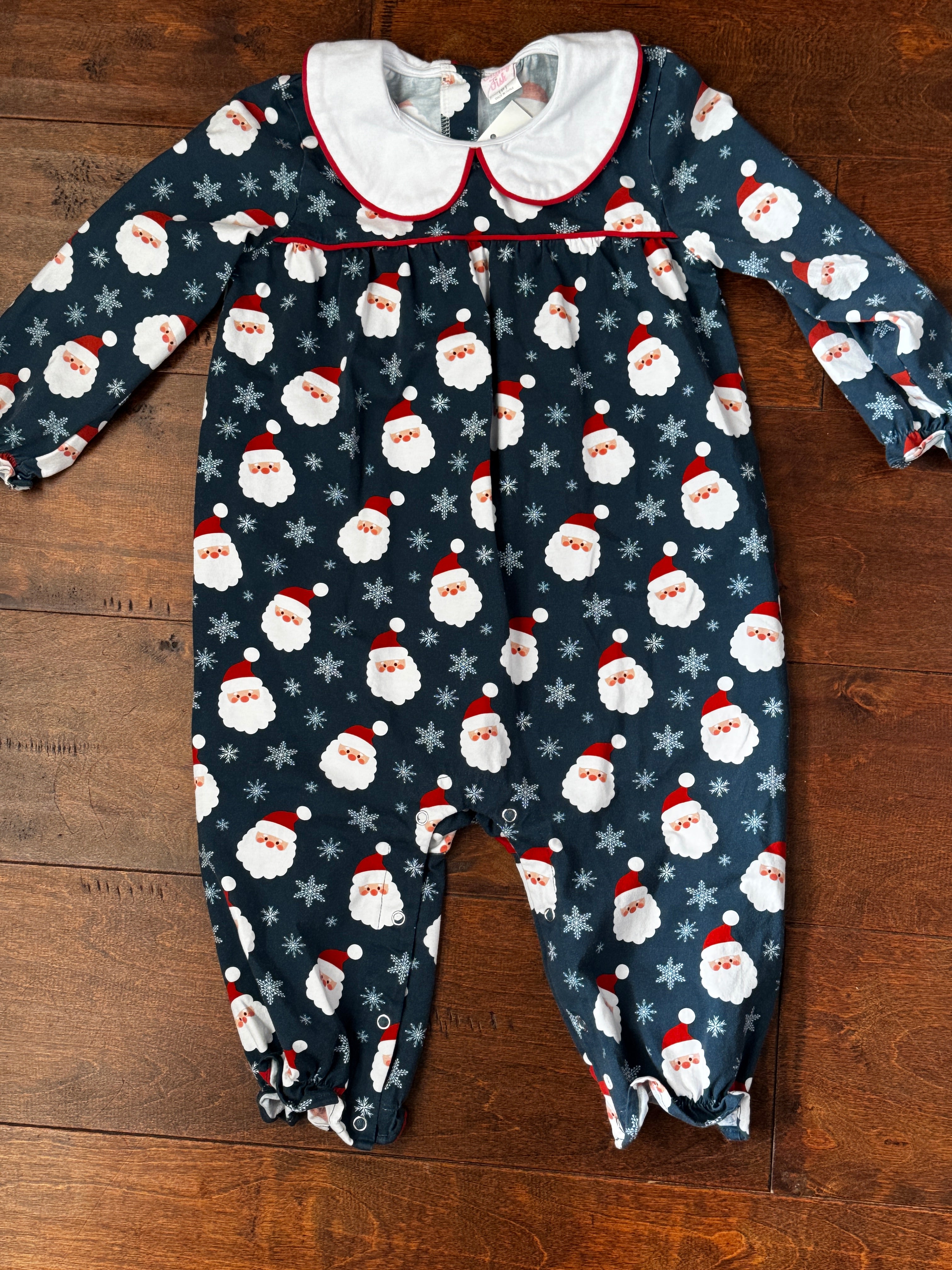 Stitchy Fish Santa Romper 3T