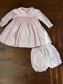 Petit Ami Pink Velvet Bloomer Set 9m