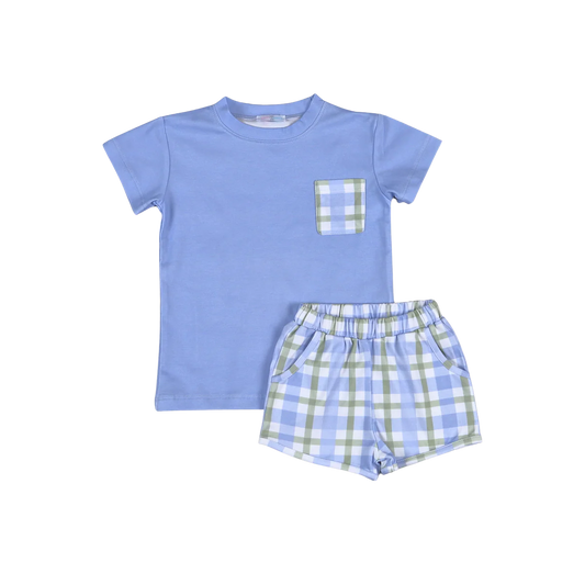 Blue Plaids Jon Short Set