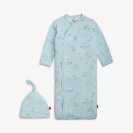 Serene Safari Blue Gown and Hat