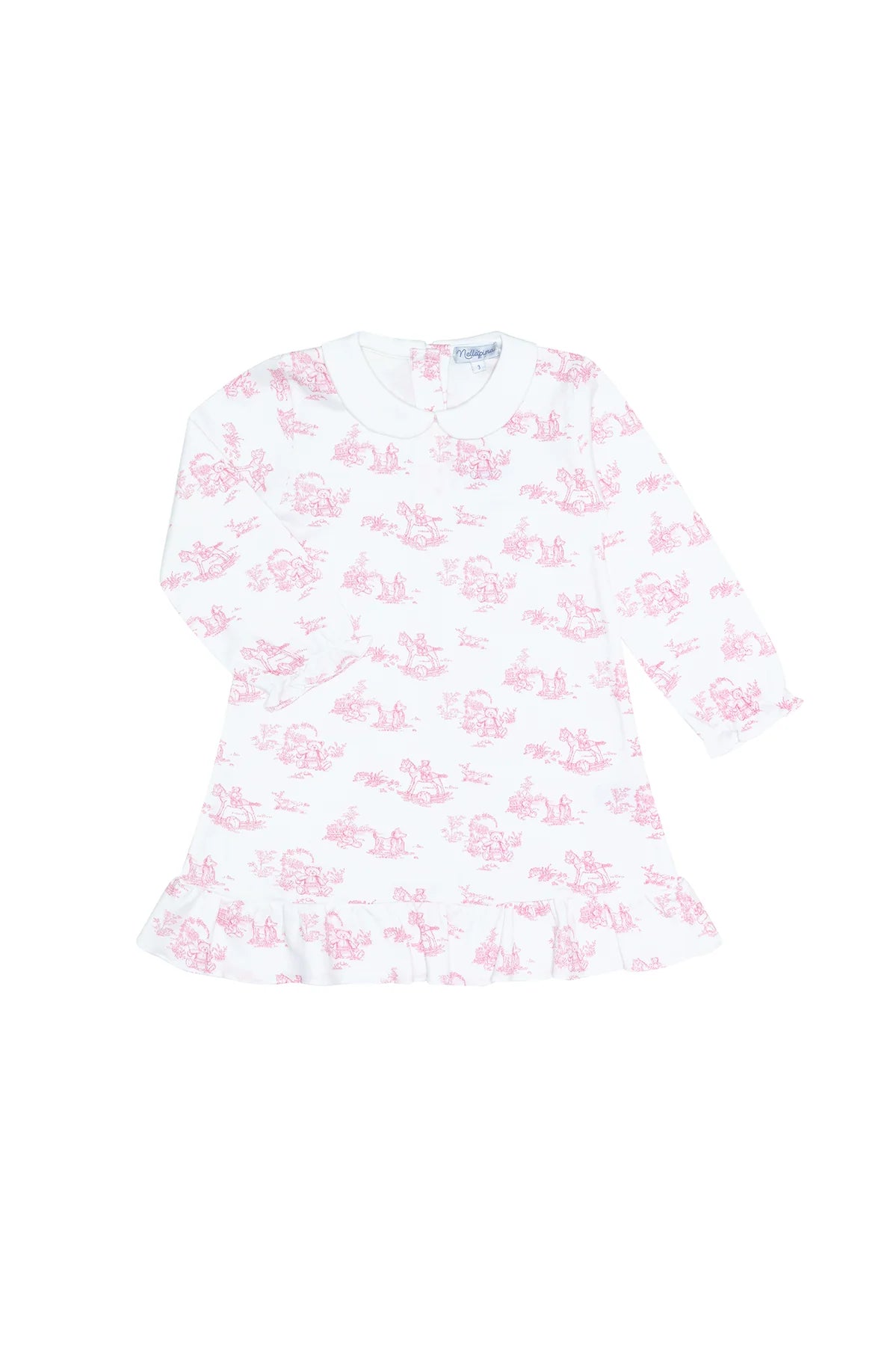 Pink Toile Longsleeve Sleep Gown