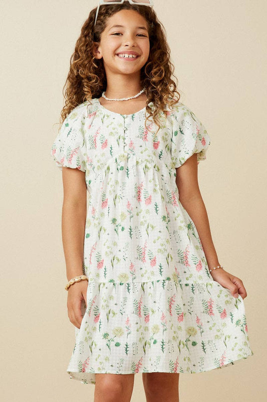 Floral Detail Button Dress