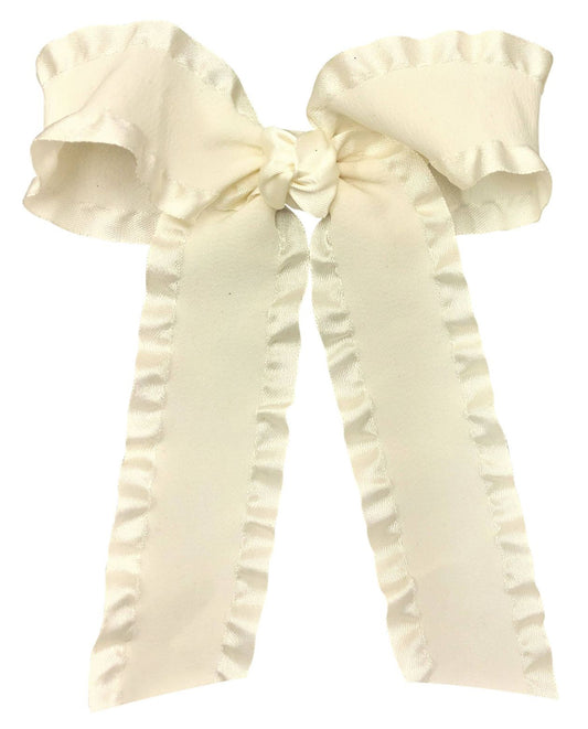 Double Ruffle Tail Bow - Antique White
