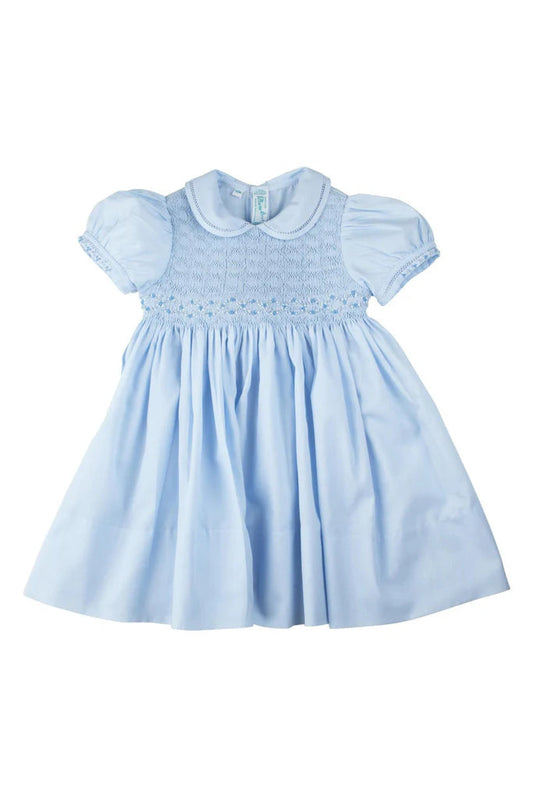 Collared Smocked Dress - Blue