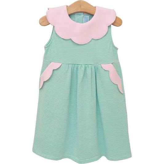 Penelope Dress-Mint Stripe/Light Pink