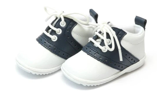Austin Leather Saddle Oxford Shoe - White w/ Navy