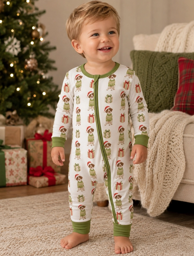 Green Christmas Pointer Zip Jam