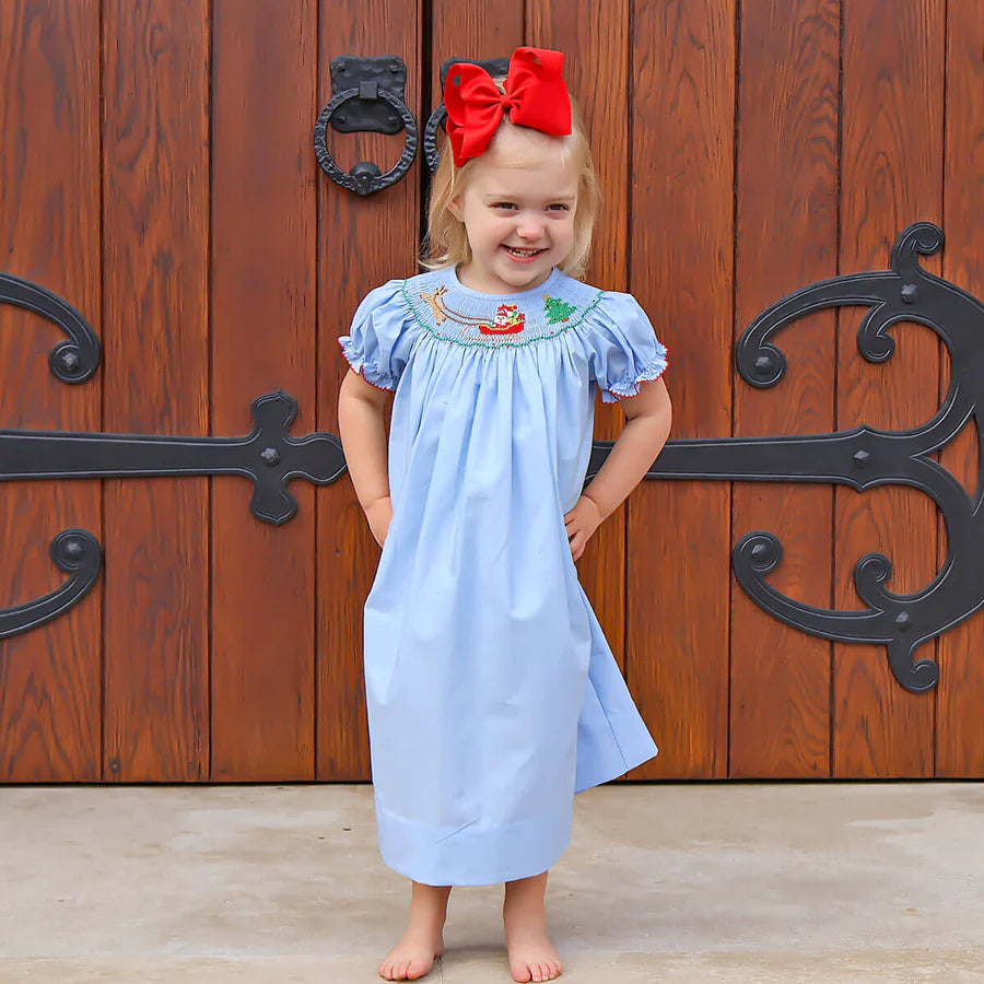 Classic Whimsy Reindeer Smocked Bishop Dress 2T