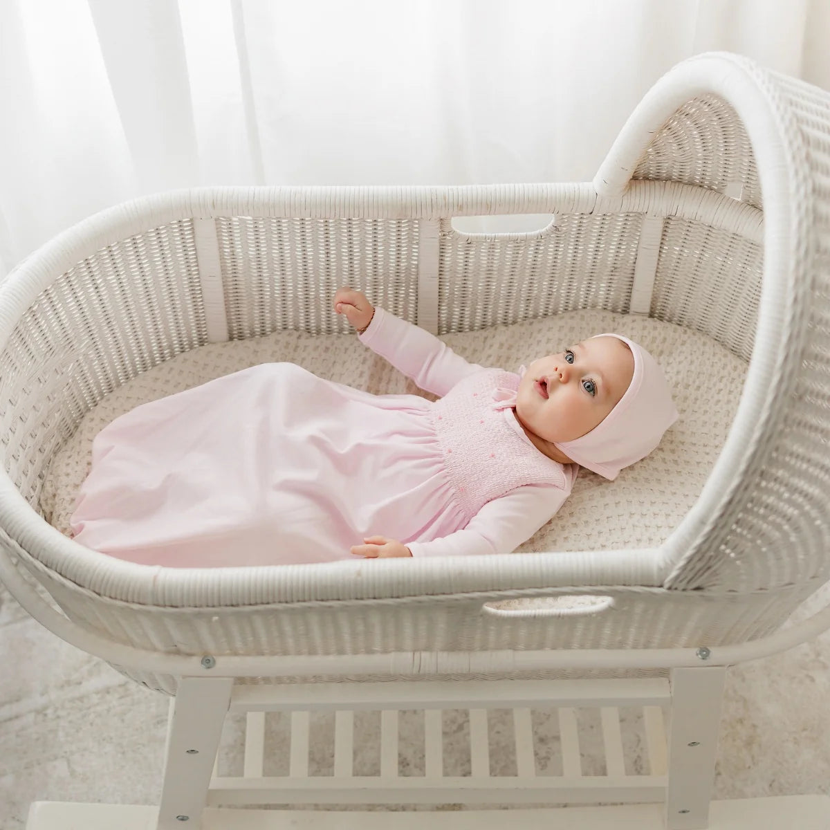 Smocked Bullion Gown w/ Bonnet