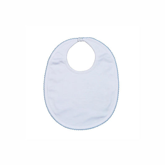 White Bib w/ Blue Picot Trim