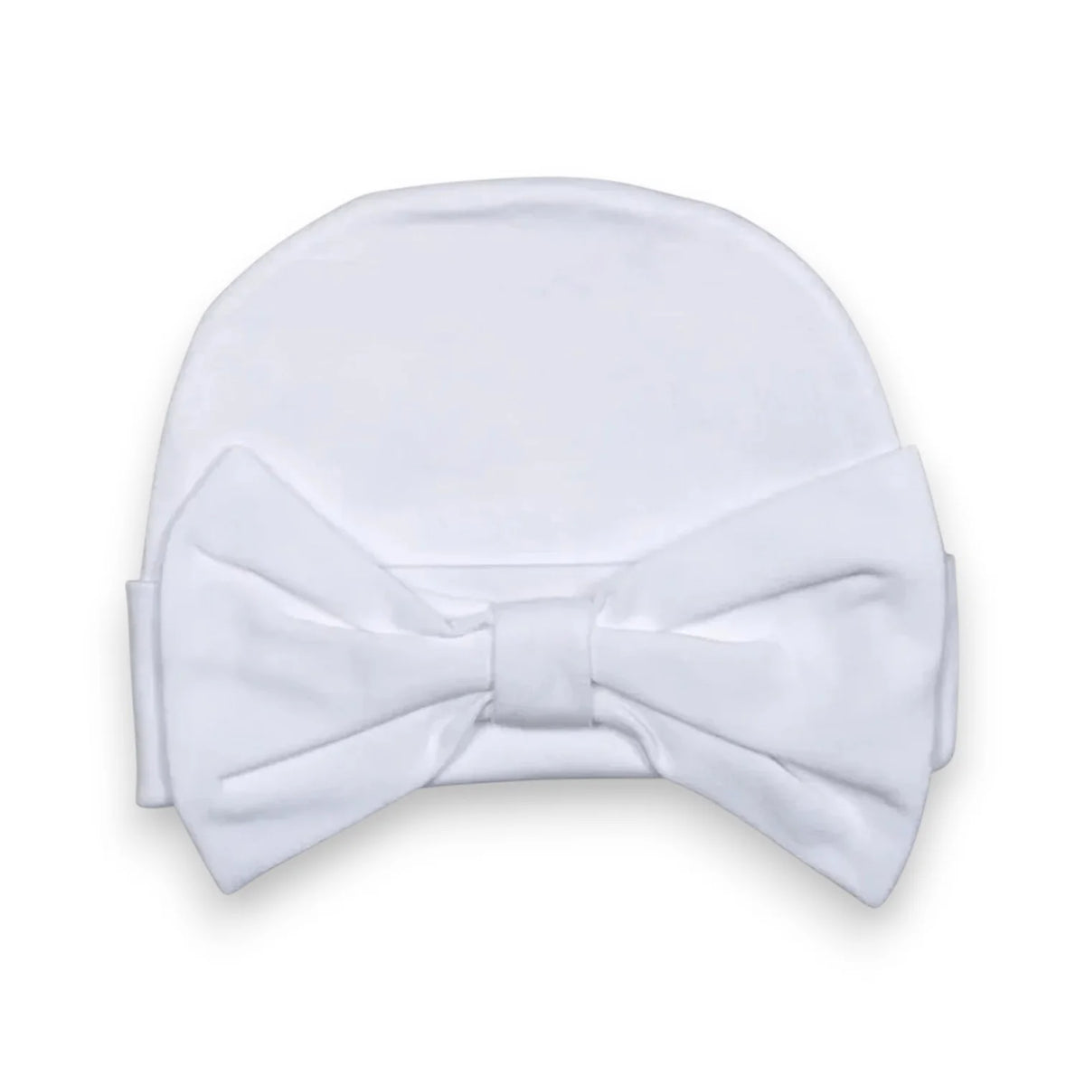 White Pima Bow Baby Hat