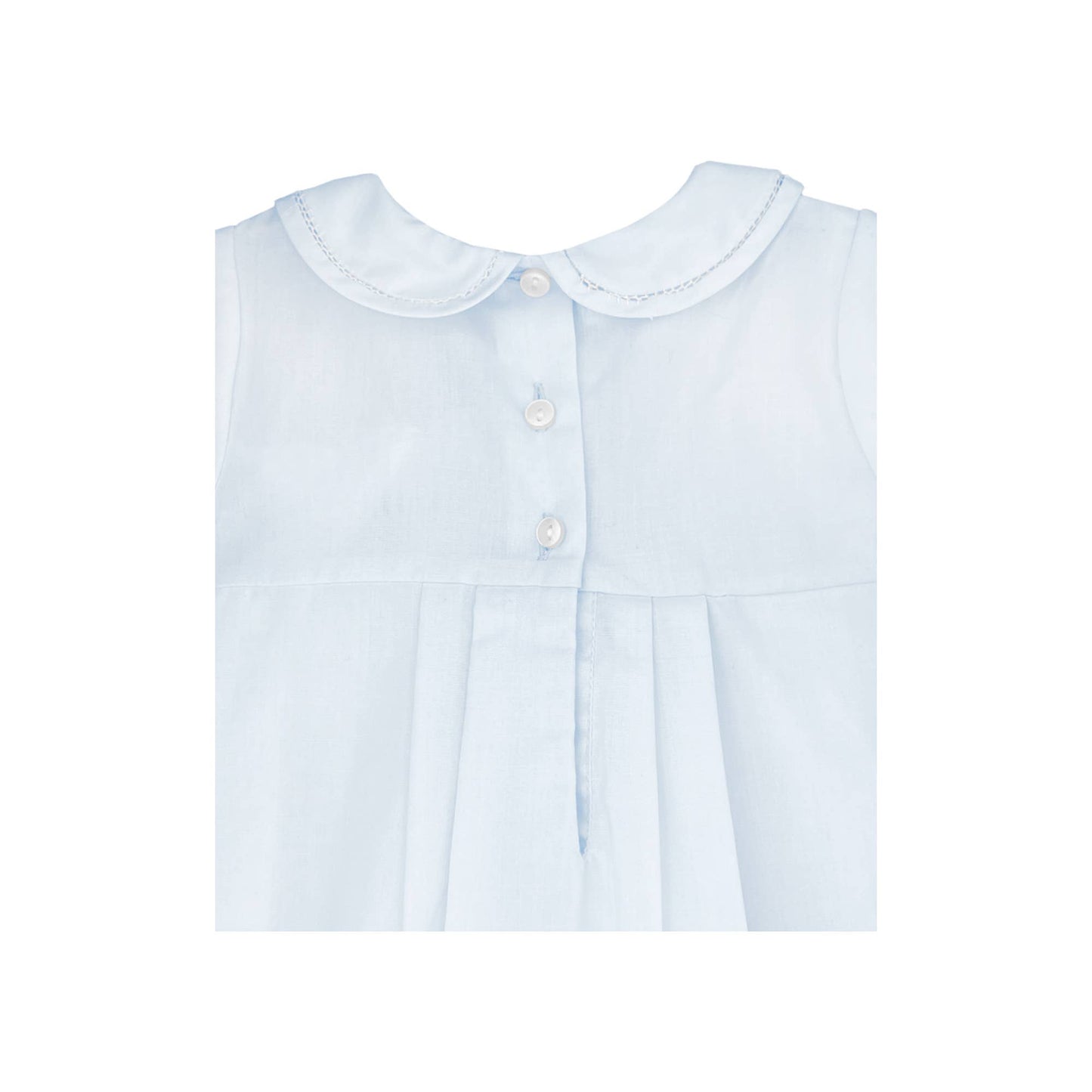White Romper with Smocking and Peter Pan Collar
