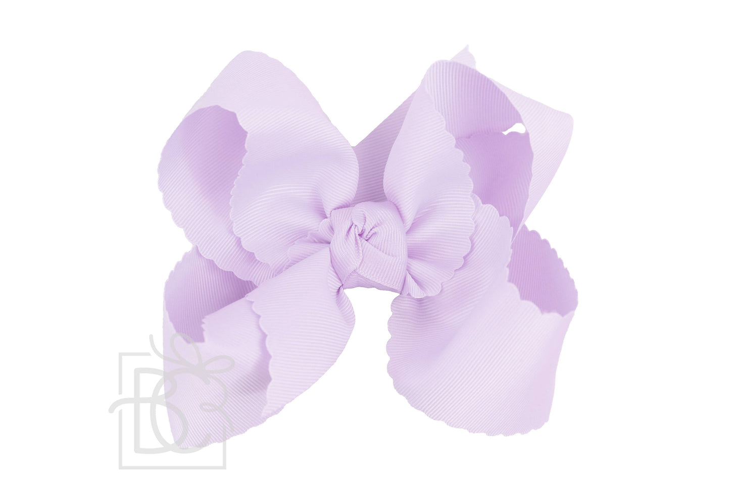 SCALLOPED EDGE BOW: Powder Pink / 4.5" Large - 1.5" Ribbon on Alligator Clip