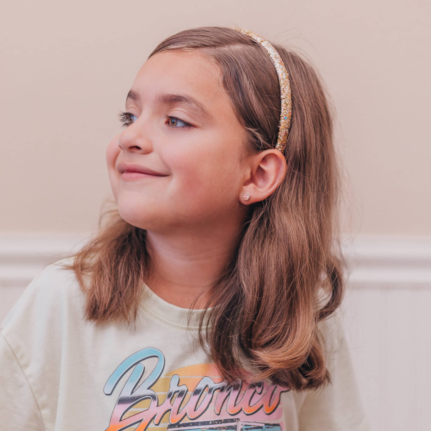 Glitter Headband - Thin Hairbands for Kids: Pink