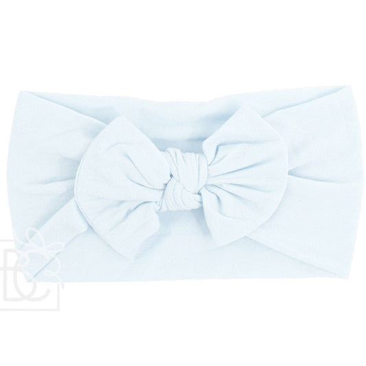 WIDE PANTYHOSE HEADBAND WITH KNOT BOW (SOLIDS): MILLENNIUM BLUE