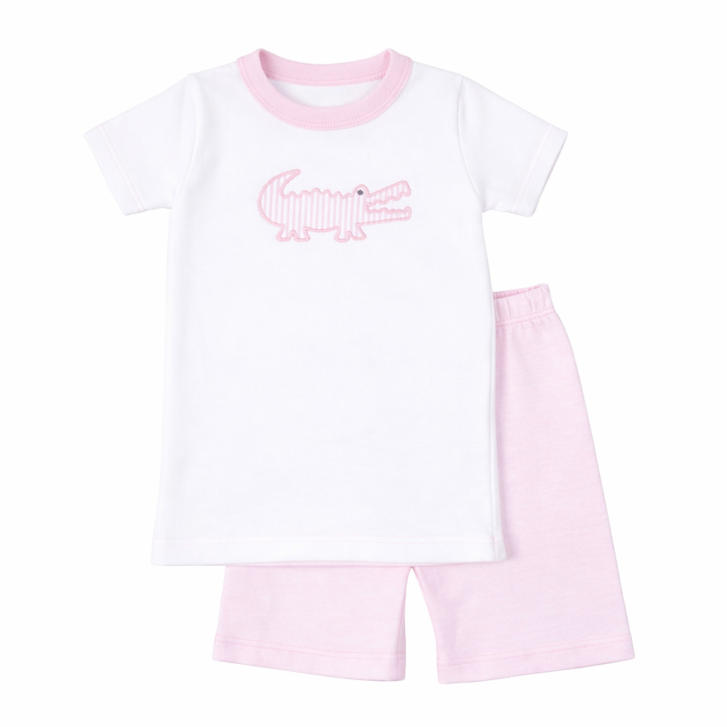 Gator Applique Short Pajamas - Pink