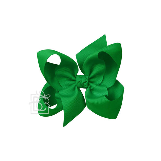 SIGNATURE GROSGRAIN BOW ON CLIP: 6.5" Jumbo - 2.25" Ribbon on Lg. Alligator Clip / EMERALD
