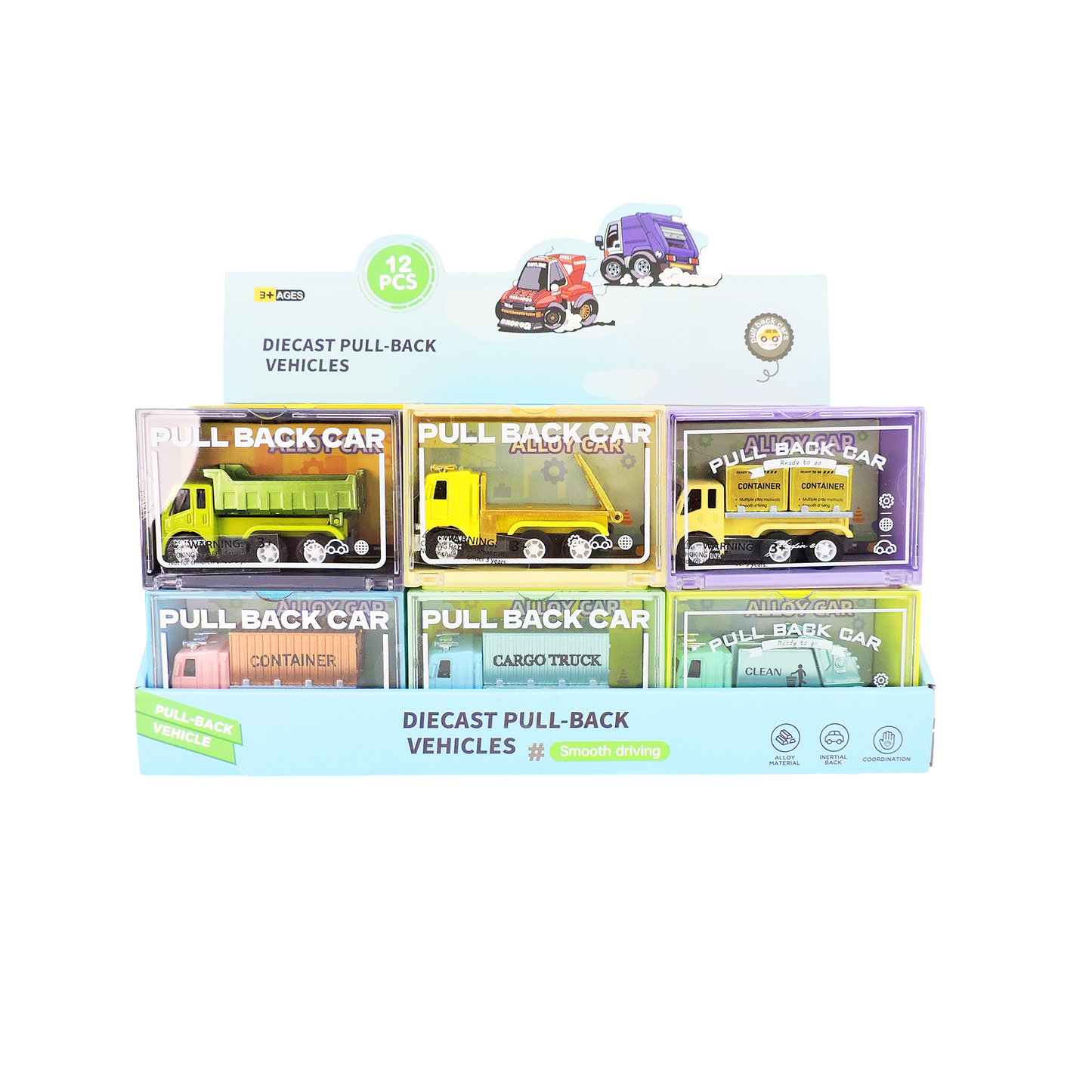 Rollin' Large Diecast Pull-Back Truck in reusable container