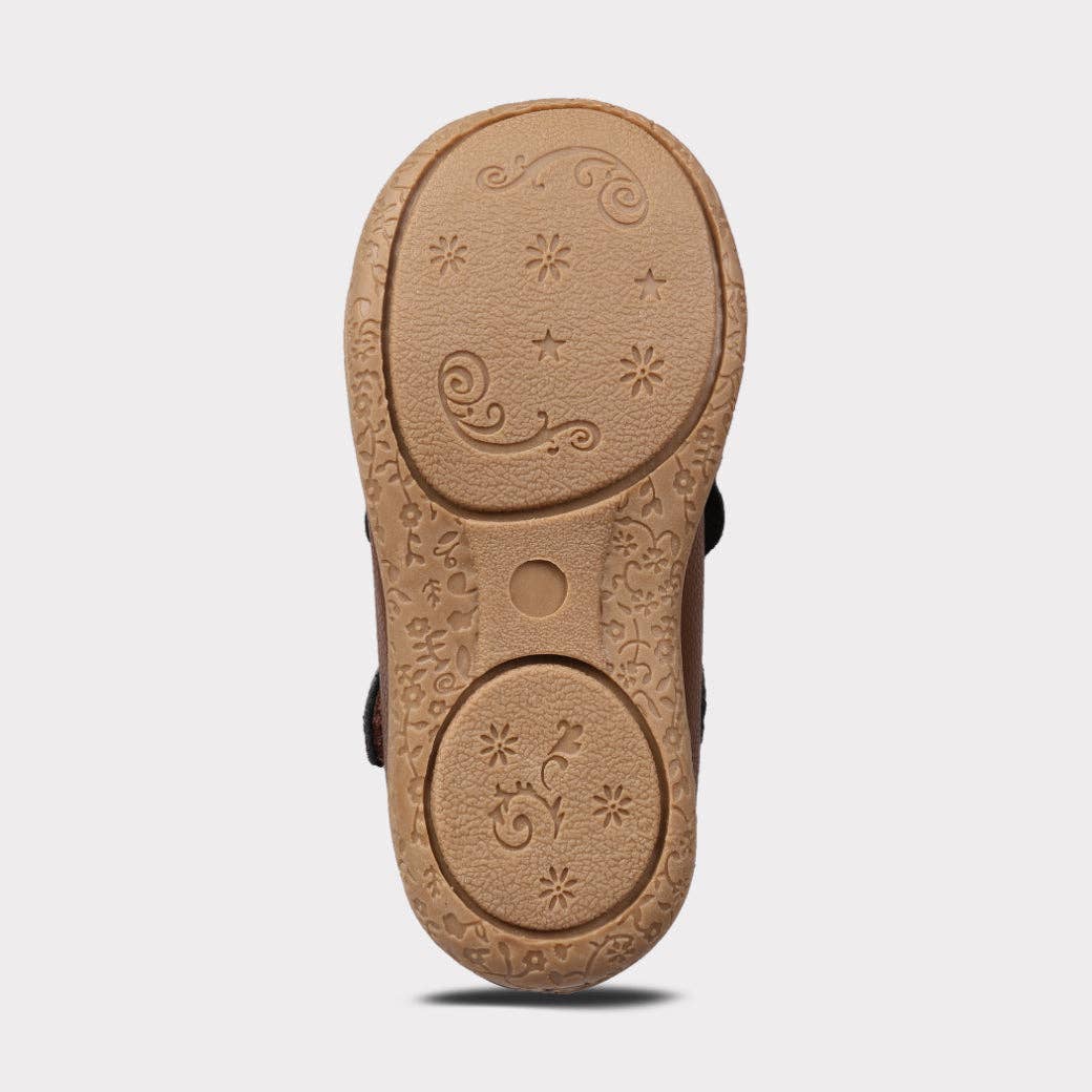 Amina Leather Girls Mary Jane Shoe: Brown Leather