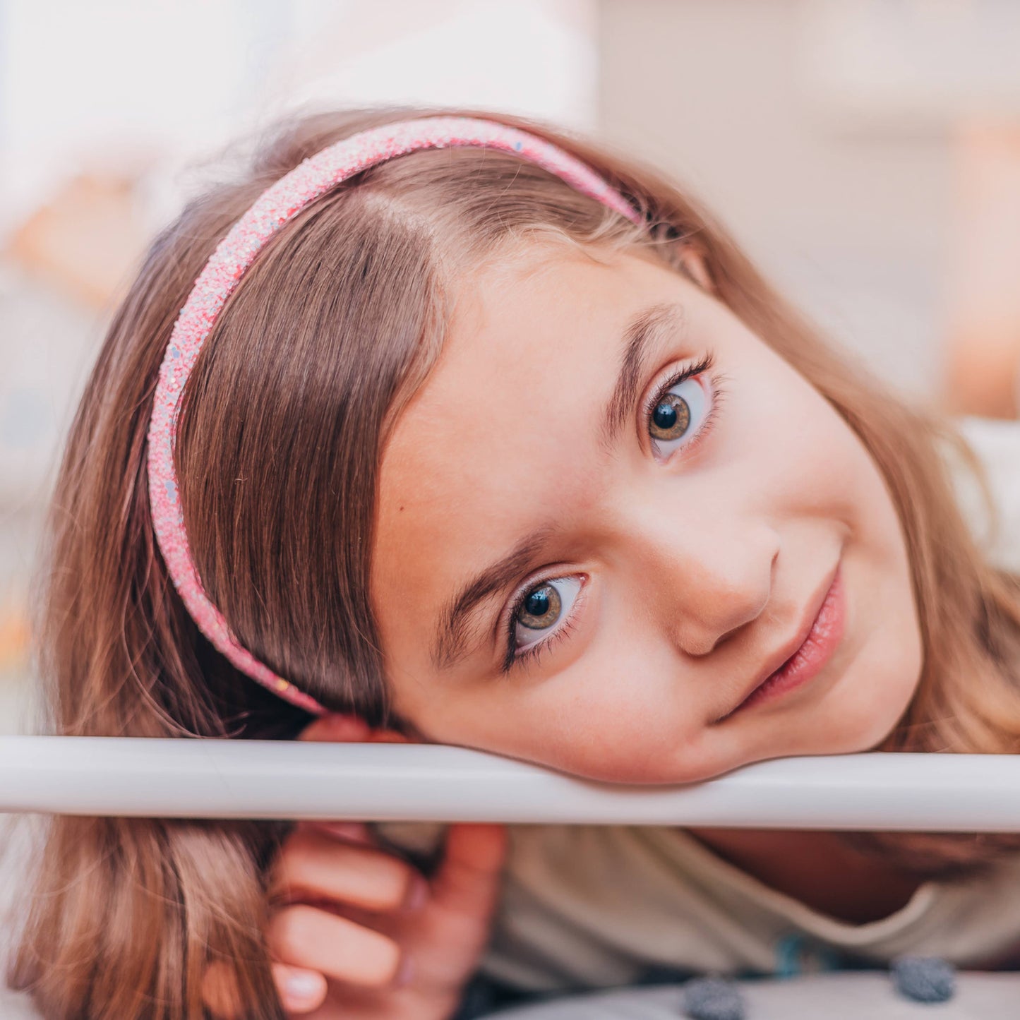 Glitter Headband - Thin Hairbands for Kids: Pink