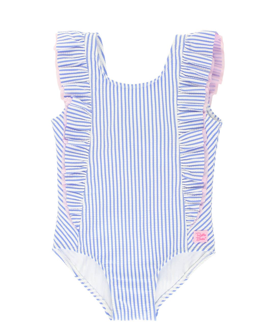 Periwinkle Blue Seersucker Waterfall One Piece Swimsuit